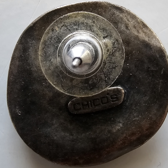 Vintage Chicos hammered brutaliat disks premium alloy post earrings, luxury - Picture 2 of 5